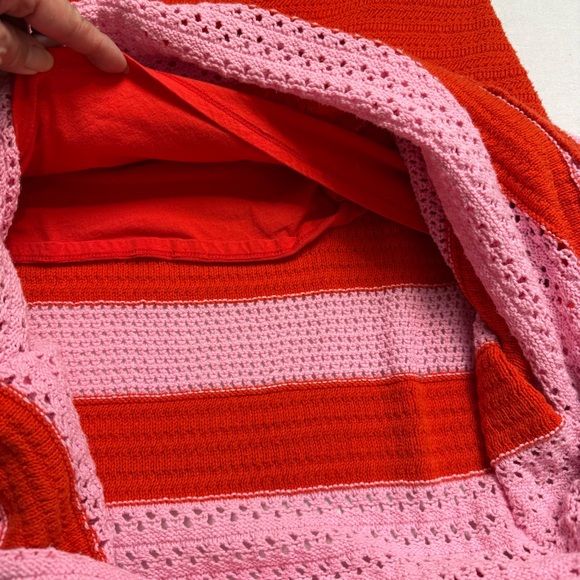 Scoop Crochet Knit Sweater Skirt Set Red Pink Stripe XL Coquette - Picture 13 of 14